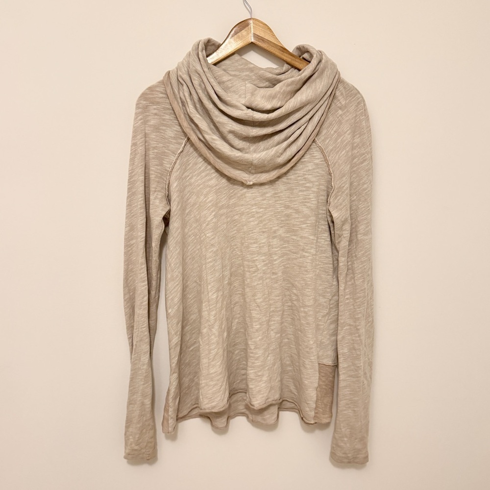 Free People Beach Long Sleeve Top Size Small Beige Cowl Neck Medium Boho